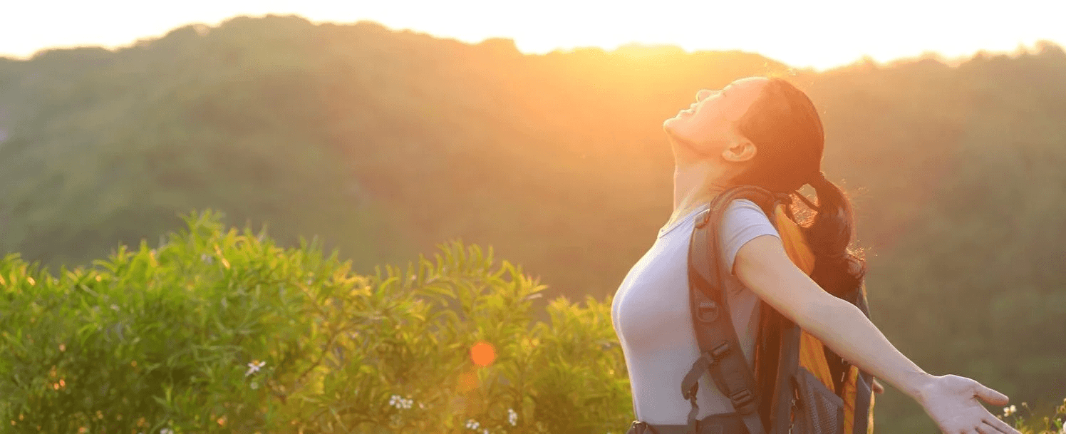 Woman enjoying the outdoors.