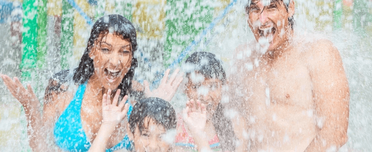 Family having fun at the waterpark.